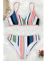 CUPSHE traje de baño con correas ajustables y cierre de gancho en la parte posterior a rayas para dama