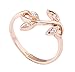 Acefeel 18K Rose Gold Plated Czech Drilling Leaves Vines Womens Fashion Ring Valentine's Day Gift R028
