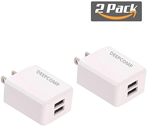 USB Wall Charger,DEEPCOMP 2-Pack 2.4Amp Dual USB Universal Portable Wall Charger for iPhone X/8/7/6s/Plus,iPad Air 2/mini 3,Galaxy S Series,Note Series,LG,Nexus, HTC and More