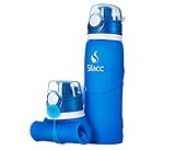 Foldable Collapsible Water Bottle, Soft Packable Sports and Travel Bottles, Leak Proof Valve, BPA Free, FDA Certified Silicone, Non Toxic and Odorless, Squeeze Durable Fold Up Gym Camping Bottle, 26oz