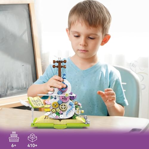 Building Blocks Toys, Flower Violin Magical Book Building Set with Dancing Bow - Colorful Flower Decor, Gift for 3+ Year Old Girls, Boys, or Kids Aged 3+, Nice Home Decor Kit