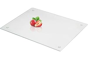 VSAR House Tempered Glass Cutting Board for Kitchen, 16"x 12" Clear Cutting Board for Countertop, Decorative Kitchen Mat, Scratch, Heat and Shatter Resistant, Easy to Clean and Durable