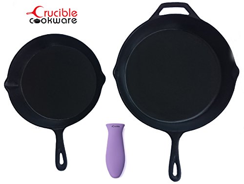 Silicone Hot Handle Pot Holder Mixed Set of 3 For Cast Iron Skillets, Mini Handle, Assist Handle , Handle Cover - Purple