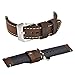 Dark Brown 20mm Genuine Leather Wristwatch Watch Band Oil Tan Vintage Strap for Men with Stainless Buckle
