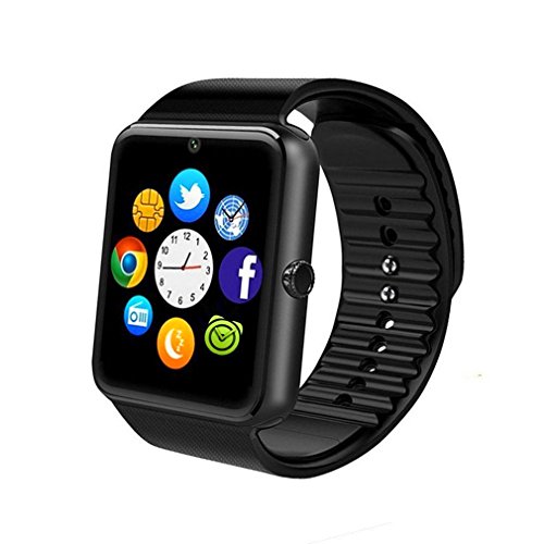 Smartwatch, Bluetooth Smart Watch Phone with SIM Card SlotCameraPedometerTouch Screen WristWatch for Android Samsung HUAWEI HTC Sony LG Google Pixel & iOS iPhone (Partial Functions) (Black)