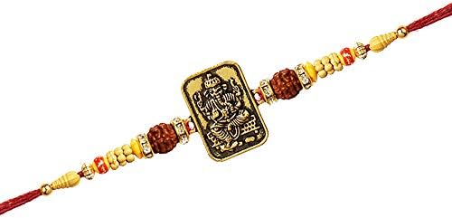 Rakhi Bracelet for Brothers Rakhee Thread Bracelet for Bhai Bhaiya- Indian Rakhi Raksha Bandhan Festival with Metal Lord Ganesha Pendant (Lord Ganesha 1)
