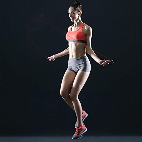 5BILLION Speed Jump Rope - 360° Swivel Ball Bearing - Adjustable - Workout for Double Unders, Exercise, WOD, Outdoor, MMA, Boxing Training (red)