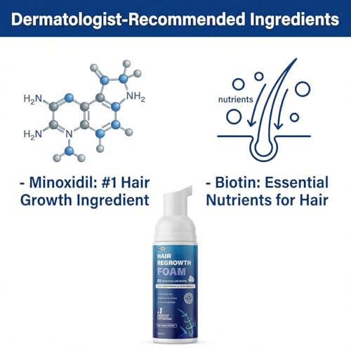 5% Minoxidil Foam for Men Women, 120ml 5% Minoxidil for Men Foam, Minoxidil for Women Hair Growth Suitable for Hair Thinning Receding Hairline and Hair Loss to Hair Regrowth Get Thicker Fuller Hair