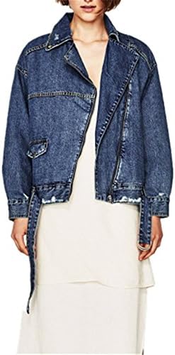 Monissy Womens Long Sleeve Boyfriend Style Denim Jacket Printing Loose Casual Outwear Coat