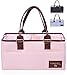 Farber Baby Diaper Caddy Organizer | Large Baby Diaper Organizer Portable Storage Basket for Baby Needs | Nursery Changing Table Storage Bin and Car Organizer for Diapers and Baby Wipes (Pink)