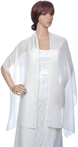 FTSOP Chiffon Bridal Shwals Women Wraps Evening Prom Dresses Scarf Bolero Ivory