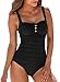 Upopby Women's Retro Tummy Control One Piece Swimsuits Monokini Push Up Bathing Suits Swimwear Black 14