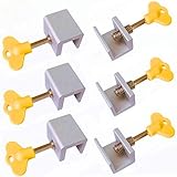 6 Pieces Adjustable Sliding Window Locks Stops Aluminum Alloy Door Frame Security Lock with Keys