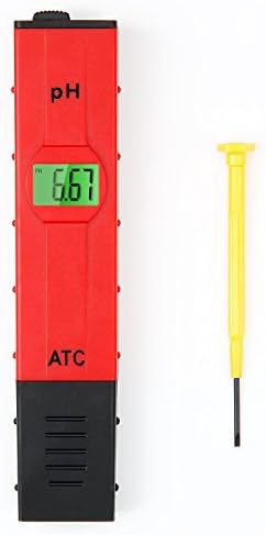 Umiin 0.05pH High Accuracy Pocket Size Digital PH Meter Tester with ATC and Backlit LCD,Red