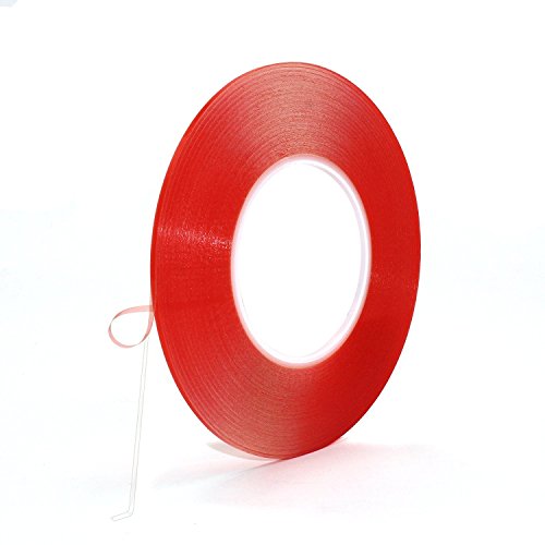 DIYPHONE Heat Resistant 2mm PET Red Film Tape Transparent Double Sided Tape Rolls Strong Adhesive Sticker Tape for iPhone LCD Touch Screen Repair, Length 25M