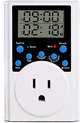 NATAMO Multifunctional Smart Energy-saving Programmable Plug-in Digital Timer Switch with 3-Prong Outlets &amp; LCD Screen for Lights, Fish Tank Heater, Household Appliances, 15A (US Standard)
