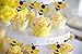 Glitter Bumble Bee Cupcake Toppers for Bumble Bee Gender Reveal Baby Shower Birthday Party Decor 24 Counts