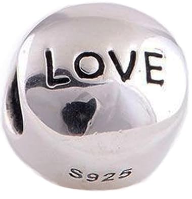 Grabado de corazón Love cuenta para pulsera con cristales de  Broche