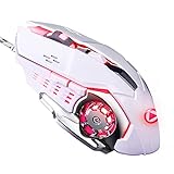 LENRUE Laser Gaming Mouse Wired with 6 Programable Buttons 4 Color Cycle Breathing, High Precision Metal Base, Used for games and office