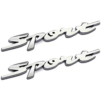 Xuxu521 ( 2pcs ) Metal SPORT SPORTS Premium Car Side Fender Rear Trunk Emblem Badge Decals (Silver Sport)