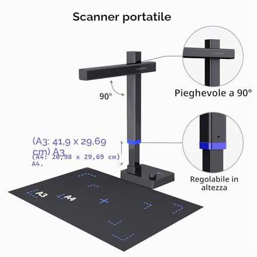 CZUR Shine Ultra Pro Scanner Books 20MP High Resolution, 320-440 dpi, Portable Scanner for Office and Home Documents, A3 A4 A5 Scanning, OCR Multilingual