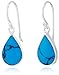 Sterling Silver Turquoise Genuine Stone Teardrop Earrings