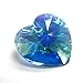 4 pcs Swarovski Xilion Crystal 6228 Heart Charm Pendant Blue Zircon Ab 10mm / Findings / Crystallized Element