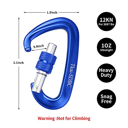 TkaiSDBC Carabiner Clips ,12 KN (2697lbs) Heavy Duty Carabiner,Locking