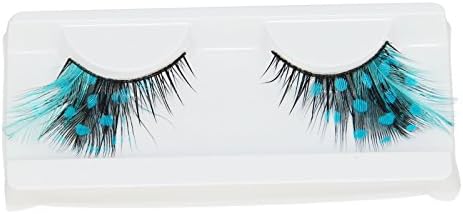 Beauty II Girl Fancy Dress Dance Party Makeup Colored Feather False Eyelashes Eye Lash Polka Dot Thick Long Cosplay Christmas Halloween Costume Queen Holiday Fun Fake Eyelashes with Glue (Blue Black)