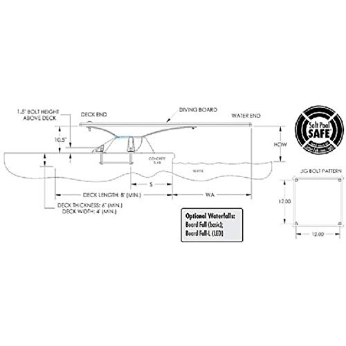 Inter-Fab EDGE6WW Edge AquaBoard 4-Hole Diving Board 6' White