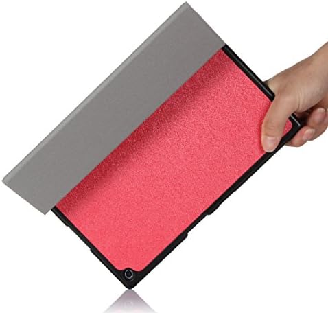 Raydes Silk Pattern Slimline Case for Sony Xperia Z2 10.1 inch Tablet - Folio Slim Hard Shell Stand Case Cover - Red