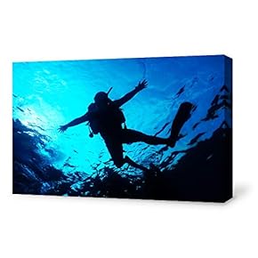 Canvas Wall Art for Living Room,Bedroom Home Artwork Paintings Deep Sea Diving Ready to Hang - 12x18 inches