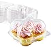 Chefible 4 Cupcake Container - Set of 12 | Four Cavity Plastic Disposable Cupcake Box, High Dome, Extra Sturdy and Stackable!