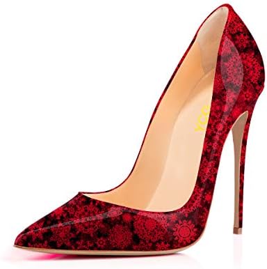 YCG Women's High Heels Pumps Cow Pattern Printing Slip on Shoes
