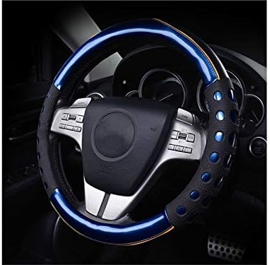 LridSu Colorful Curtain Coater Leather Car Steering Wheel Cover Comfort Durability Safety Breathable Anti-slip Car Steering Wheel Cover Wheel Sleeve Protector_(Red)