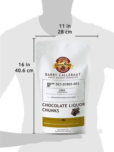 Barry Callebaut Chocolate Liquor Chunks - Unsweetened Chocolate Chunks - Cocoa Mass Chunks - Cacaoholic Resealable Stand Up Pouch | 5 Pound