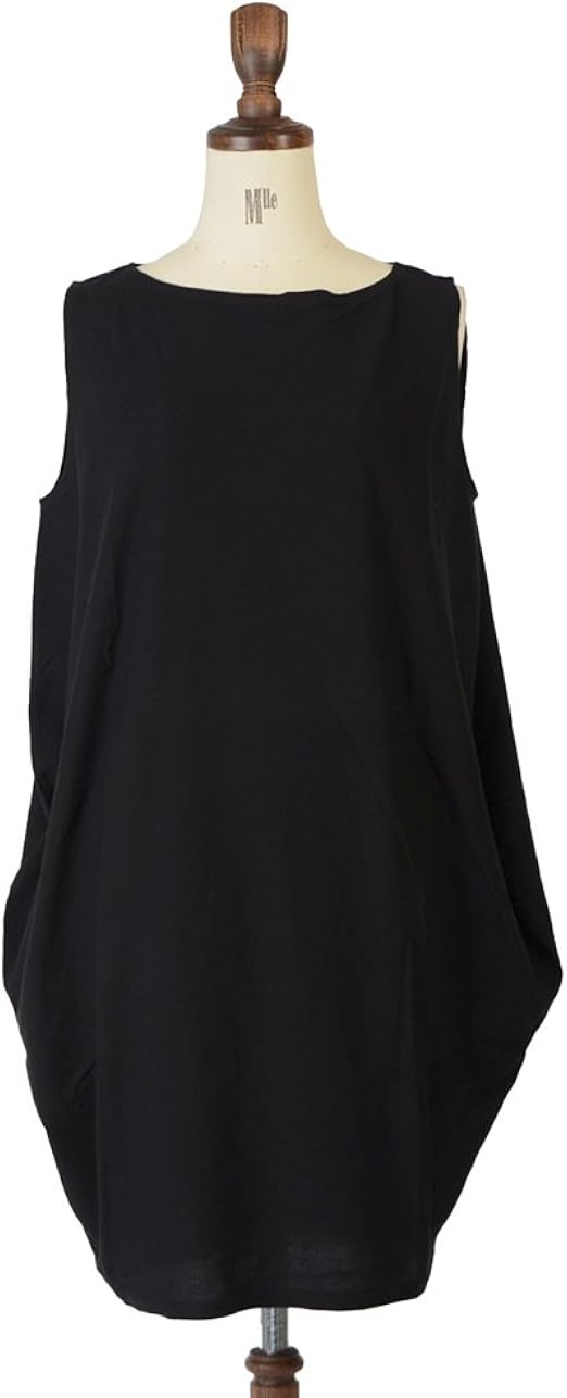 Amazon Co Jp ミズイロインド Mizuiro Ind ノースリーブ コクーンワンピース 1 Free Black Col 99 服 ファッション小物