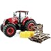 Boley Red Farm Tractor Toy - Farm Tractor Car with Hay Bales and Barn Gates - Lights Up and Makes Sounds