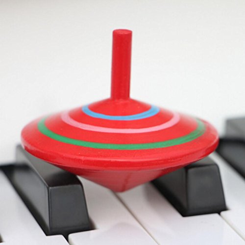 Fiaya Kids Novelty Wooden Colorful Gyroscopes Spinning Top Toy