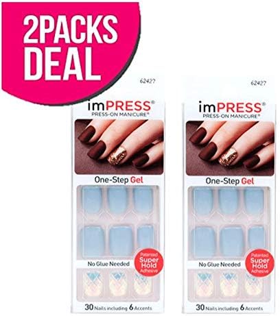 2-PACK! Kiss imPRESS Press-On One-Step Gel Manicure (BIPA090-Funky Town)
