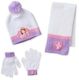 Berkshire Big Girls' 3 Piece Princess Sofia The First Pom Beanie Glove and Scarf Set, Multi, One Size