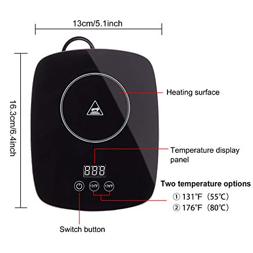 YEOSEN Beve Coffee Mug Desk with Heating Function 25 Watt Electric Beverage Warmer with Adjustable Temperature 131℉/ 55℃or 176℉/ 80℃, 1, red - Thumbnail 7