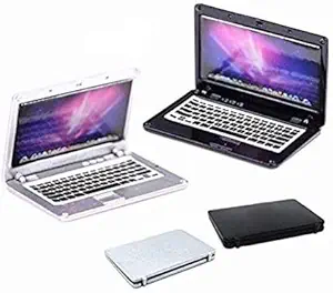 EatingBiting 2 Pack 1:12 Dollhouse Miniature Home Living Room Mini Laptops Notebook Computers Screen Mini Laptop Miniature Scene Model Scale Dollhouse Accessories Black + Silver