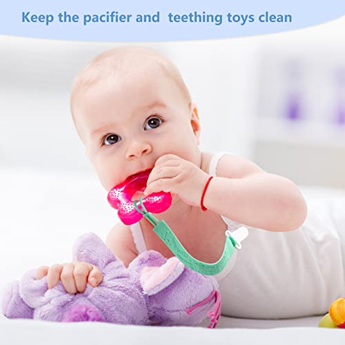 Silicone Pacifier Clip, 4 Pack One Piece Dinosaur Pacifier Clip Holder