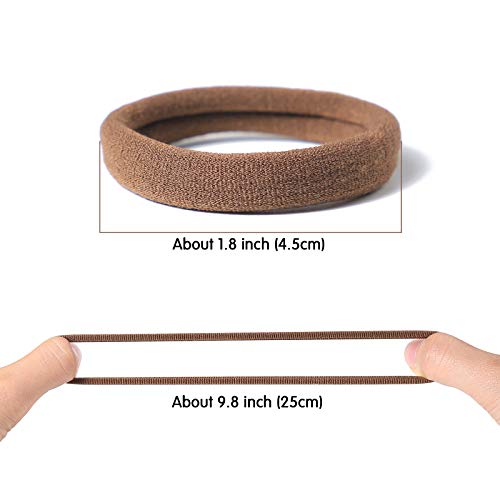 100PCS Brown Hair Ties for Women, Seamless Neutral Hair Bands, No Crease No Damage Hair Tie for Thick/Thin Hair, Thick Soft Ponytail Holders Hair Accessories for Girls