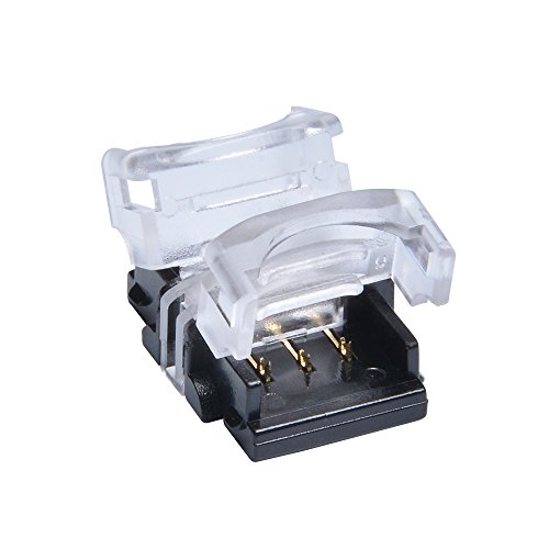 LED Strip Connector 3 Pin 10mm For WATERPROOF Dimmable Strip Light,Dual Color Tape Light Gapless Connector Strip to Strip Middle Joint, Pack of 10