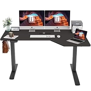 FEZIBO L-Shaped Electric Standing Desk, 55 Inch Height Adjustable Stand up Table, Sit Stand Desk with Splice Board…