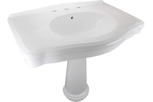 RENOVATORS SUPPLY MANUFACTURING Renovators Supply Darbyshire Bathroom Pedestal Sinks 33.5 in. White Darbyshire Porcelain Pedestal Sink with 8 in. Widespread Faucet Holes
