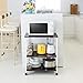 Mr IRONSTONE Baker's Rack, Kitchen Microwave Cart, Coffee Bar Table Station, 3-Tier Kitchen Storage Shelf with Rolling Wheels Coffee Cart Kitchen Microwave Stand with 10 Hooks,Black, 60 × 40 × 73 cm