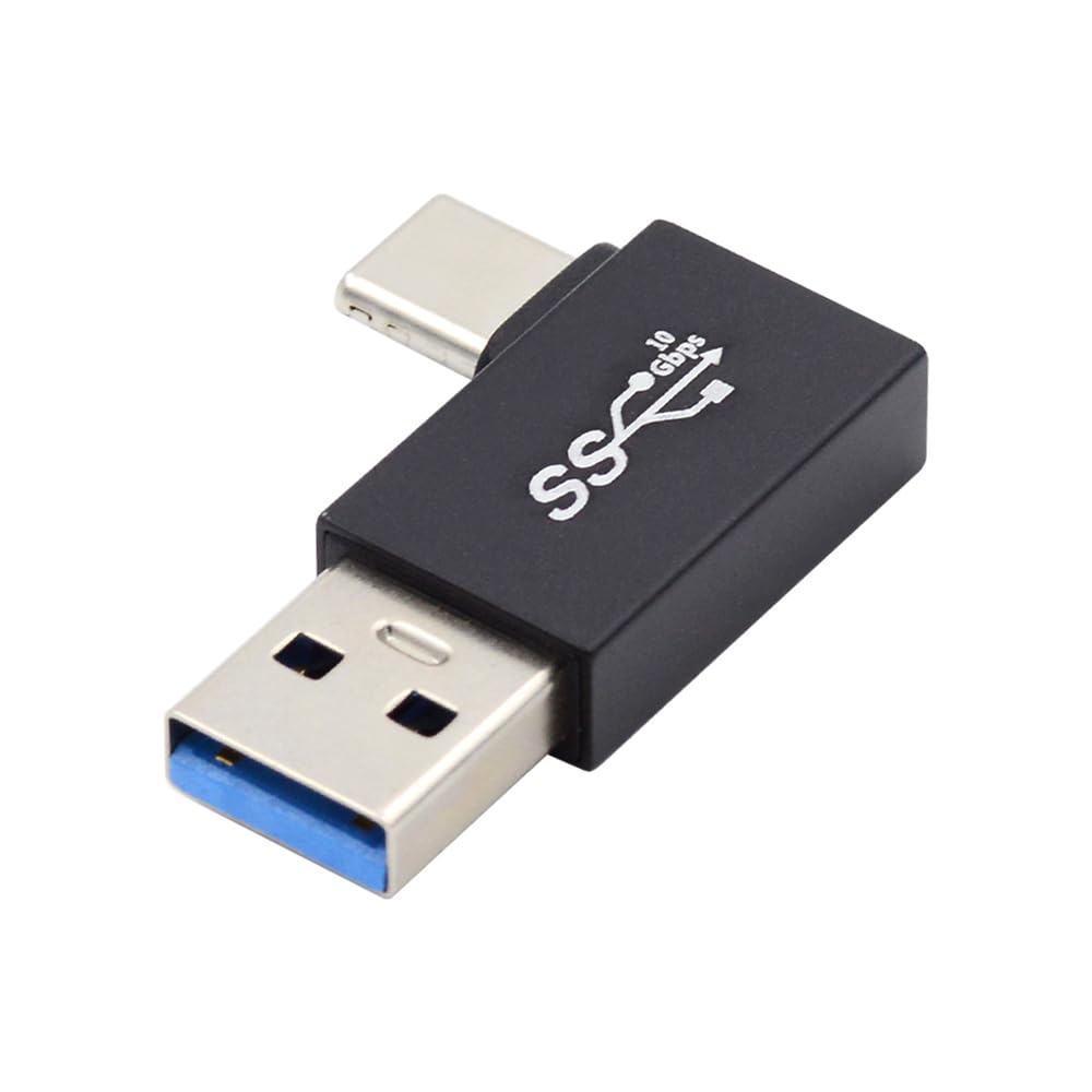 cablecc 10Gbps USB 3.0 Type A Male to USB 3.1 Type C Male Data Charger Adapter 90 Degree Right Angle for Laptop Phone